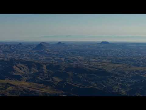 Vista del lago La Florida y del embalse A. E. Aguero desde alturas de RP41, dpto. Cnel. Pringles