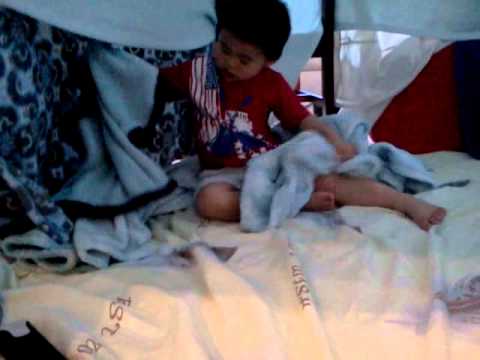 Having fun in home made tent