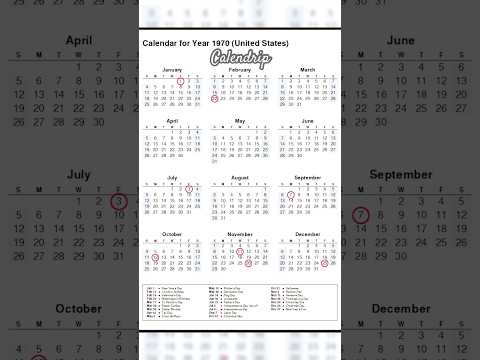 Calendar 1970 #monthsoftheyear