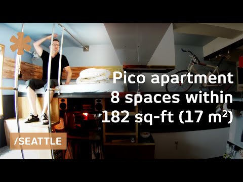 DIY-crafted Seattle micro apartment: 8 spaces stacked in 182 sq ft