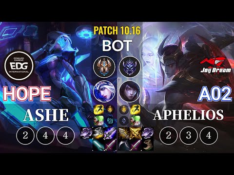 EDG Hope Ashe vs JDM A02 Aphelios Bot - KR Patch 10.16