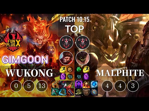 FPX GimGoon Wukong vs Malphite Top - KR Patch 10.15