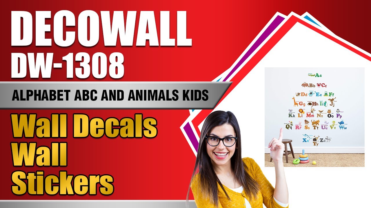 DECOWALL DW-1308 Alphabet ABC and Animals Kids Wall Decals Wall Stickers Peel and Stick Removable...