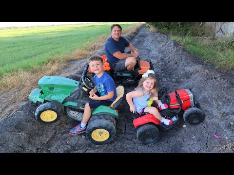 Playing in the mud with kids tractors compilation | Tractors for kids