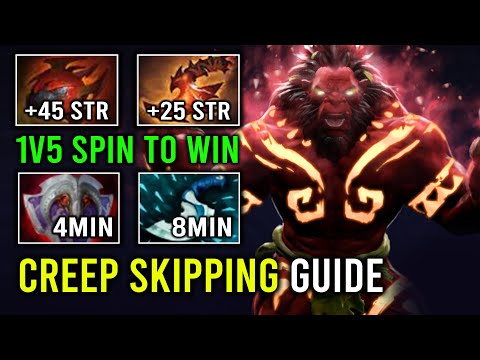 How to Creep Skipping Axe 4Min Vanguard & 8Min Blink 1v5 Spin to Win Max Strength Offlane Dota 2