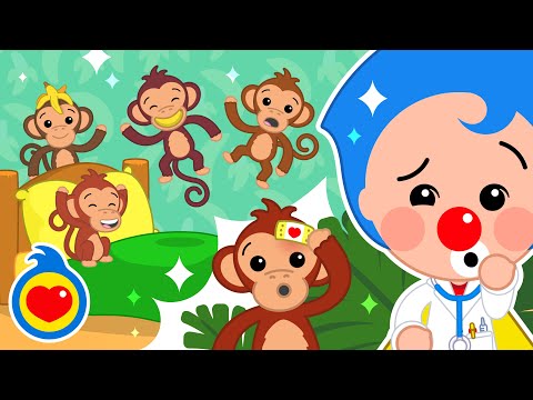 Cinque Scimiette Saltavano sul Letto🐒🐒 Imparare i Numeri Con 🤍 Plim Plim - Un Eroe del Cuore