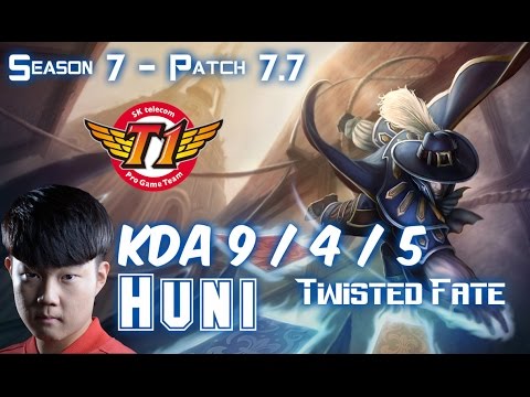SKT T1 Huni TWISTED FATE vs TALIYAH Mid - Patch 7.7 KR Ranked