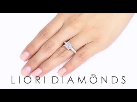 ER - 0367 - 3.26 Carat F-VS1 Certified Princess Cut Diamond Engagement Ring 14k White Gold