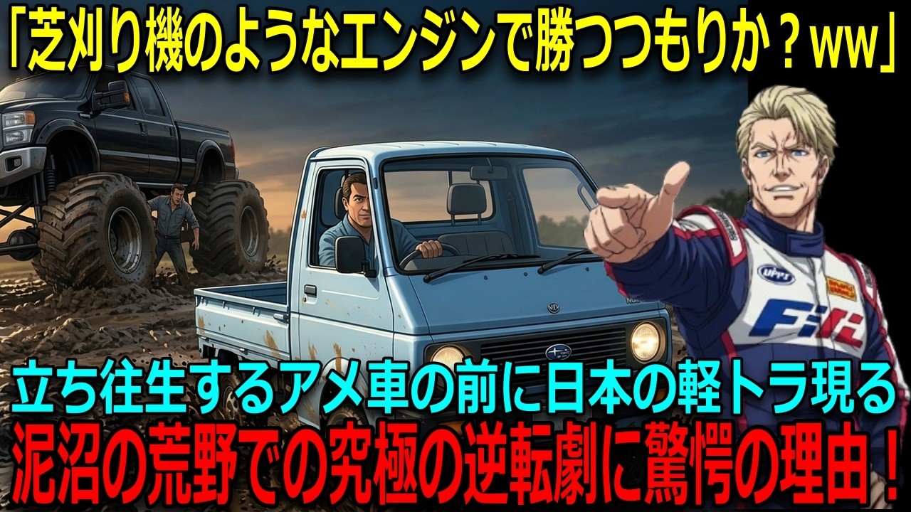 【海外の反応】「芝刈り機のおもちゃだ」と笑われた日本の軽トラ。泥に沈む数千万円の巨大トラックに農道のポルシェが魅せた驚愕の走破性！