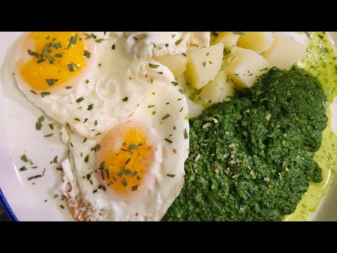 Creamy Spinach w/ fried eggs from scrach ,super delicious, fast , cheap and healthy !