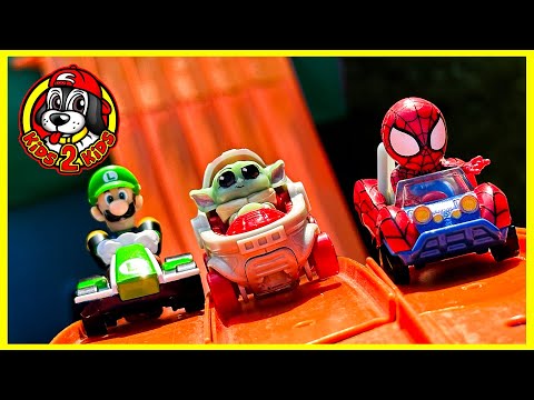 MARIO KART vs Hot Wheels RACERVERSE vs ALL STAR RACE CARS 🏎️ BIGGEST HILL EVER BUILT!