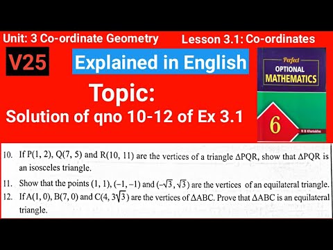 Qno 10-12 Ex3.1 #Class6PerfectOptionalMathematics U3L3.1 coordinates V 25