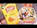 HOW TO MAKE LAY S POTATO CHIPS ICE CREAM ROLLS SATISFYING ICE CREAM WITH CRUNCH SCRATCHING SOUNDS