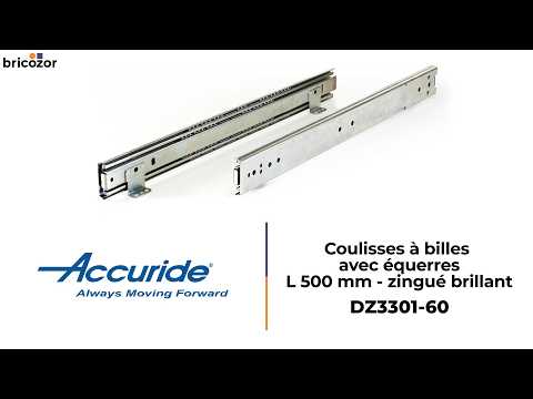 Coulisses à billes avec équerres - sortie totale - charge max 60kg - 3301-60 ACCURIDE