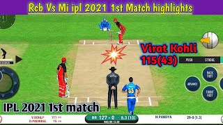 Royal challengers Bangalore vs Mumbai Indians ipl 2021 1st match highlights | Real cricket 20 Game