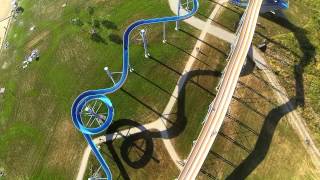 preview picture of video 'Giant Water Slide at Lake Michal from the Air (jezero Michal a tobogan), DJI Phantom Quadcopter'