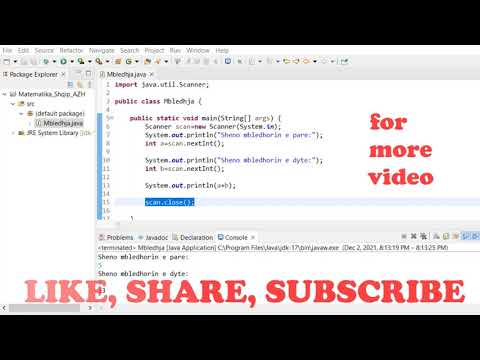 Shembull i programit JAVA: Mbledhja e numrave.