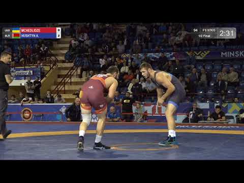 1/2 FS - 97 kg: M. MCHEDLIDZE (UKR) v. A. HUSHTYN (BLR)