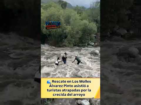 Rescate en Los Molles: Álvarez Pinto asistió a turistas atrapadas por la crecida del arroyo.