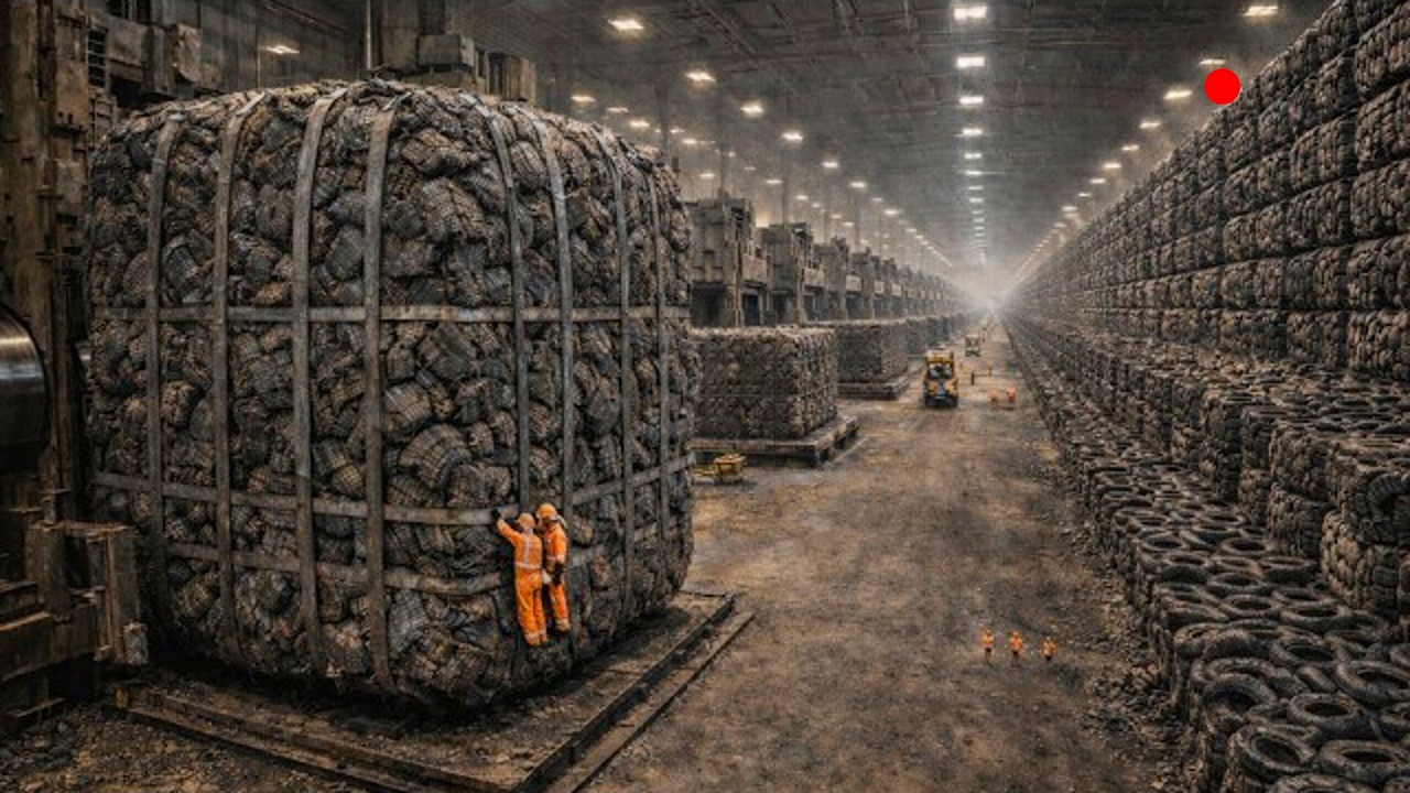 آلة مرعبة… 120 إطارًا تتحول إلى كتلة واحدة!