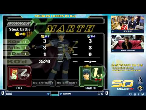 Last Stock SD #18 - Sizzle (Fox) vs Eltro (Marth) - SSBM Winners R1 - Melee