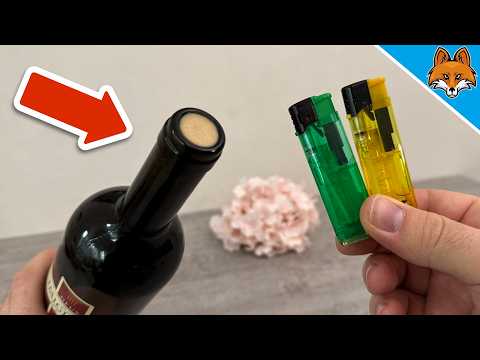 Wie du eine Weinflasche mit einem Feuerzeug öffnest💥(OHNE Korkenzieher)🤯