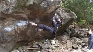 Video thumbnail of ホークアイ (Hawk Eye), 三段 (7c+). 宮川 (Miyagawa)