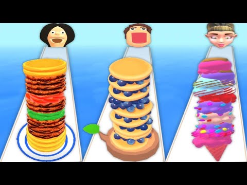 BURGER RUN vs PANCAKE RUN vs ICE CREAM RUNNER - Triple Gameplay New UPDATE All Levels 2023