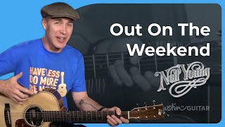 Neil Young - Out On The Weekend Guitar Lesson Tutorial Acoustic Live BBC