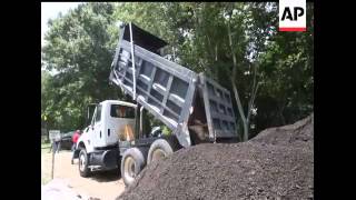 Residents of Krotz Springs, Louisiana are building temporary levees as the Atchafalaya River continu