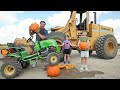 Crushing Pumpkins Filled with Slime and Soda | Tractors for kids