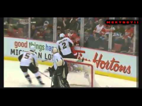 Matt Niskanen's Hit On Justin Abdelkader - 03/21/2011