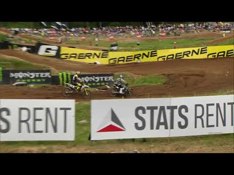 Jago Geerts passes Thomas Kjer Olsen - MX2 race 2 MXGP of Latvia 2019