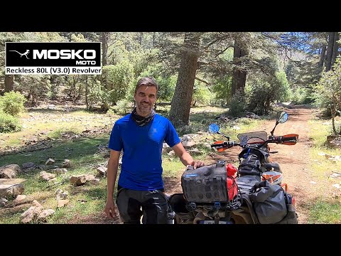 Installation sacoches MOSKO Reckless 80L (V3.0) Revolver sur KTM 690 Enduro pour road trip Maroc