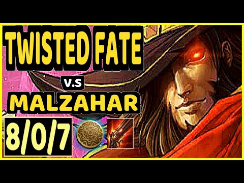 TINOWNS (TWISTED FATE) vs MALZAHAR - 8/0/7 KDA MID CHALLENGER GAMEPLAY - BR