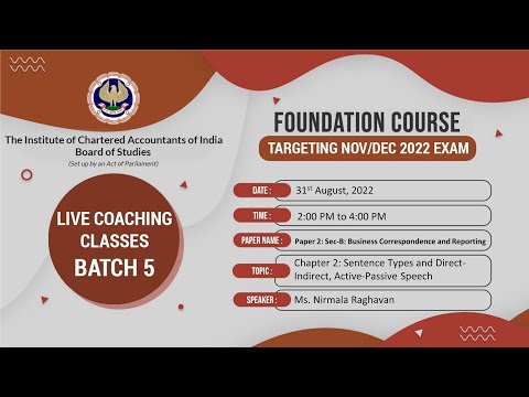 Foundation Paper 2: Sec-B: BCR |Topic: Ch-2: Sentence Types and Direc...|Session 2 | 31 August, 2022