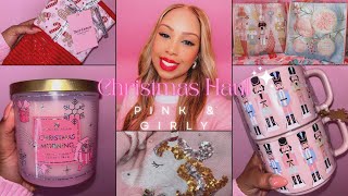 PINK CHRISTMAS HAUL + GIVEAWAY!! | Marshalls, Burlington, Dollar Tree & more