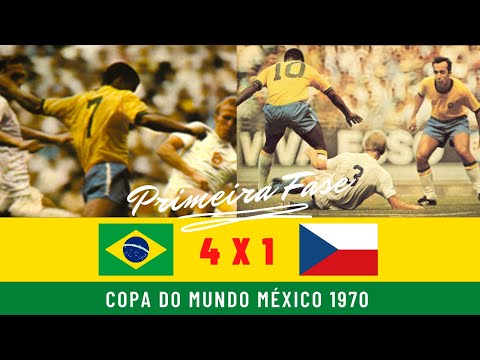 Brasil 4 x 1 Tchecoslováquia 1970 - Primeira Fase - Gols + Melhores Momentos