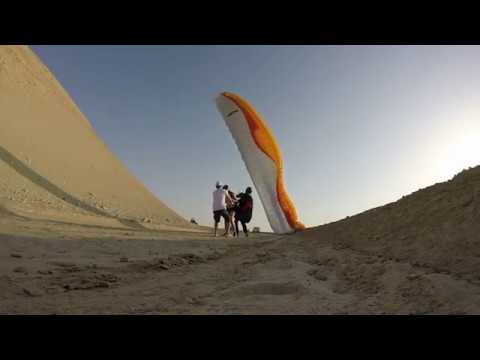 Paragliding tandem take off at Wathba Hill.