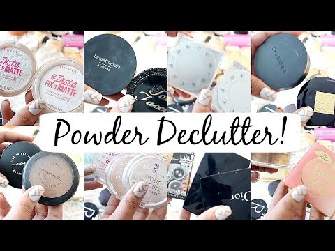 MAKEUP DECLUTTER: POWDER! OVER 100 POWDERS! Makeup Declutter Series Video