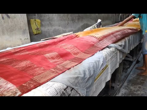 Tulip party wear zari border tussar silk saree block print, ...