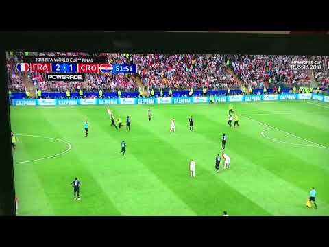 People running on the field during World Cup finals France v Croatia