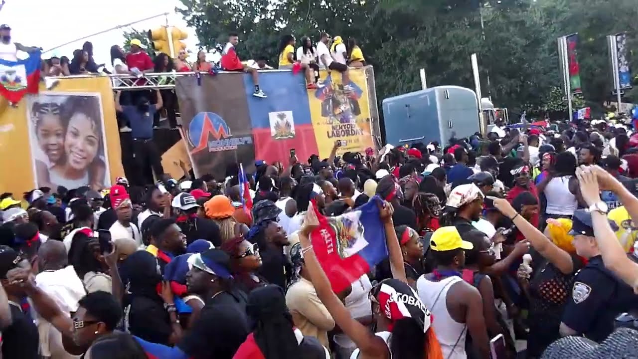 A massive Haitain Band after crossing the stage