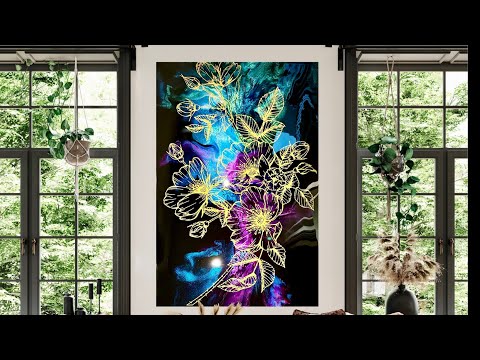 #291 Gorgeous 2x3 Foot Bloom With Gold Stencil! Wild Roots Earth Day Collab!