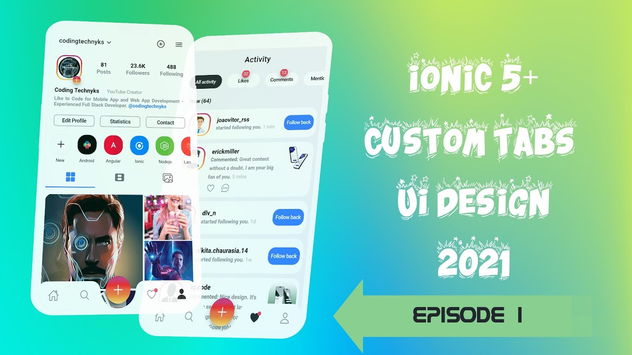 Ionic 5 Custom tabs UI (2021) - Ep 1 - with Routing & Navigation | Custom Tabs Series