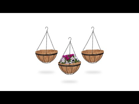 Suspensions plante 3 pots fibres de coco Noir - Marron - Métal - Fibres naturelles - 31 x 50 x 31 cm