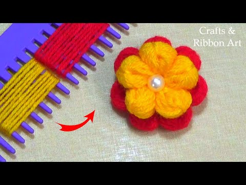 Amazing Trick with Hair Comb - Easy Woolen Flower Making Ideas - Hand Embroidery 3d Flower