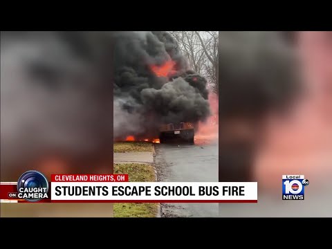 Students escape school bus fire outside of Cleveland