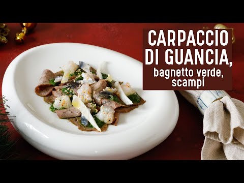Carpaccio di guancia, bagnetto verde e scampi | Antipasti di Natale | Chef Deg