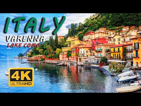 Walking in Varenna at Lake Como, Italy. 4K tour with calm and relaxing meditative music. DJI Osmo.